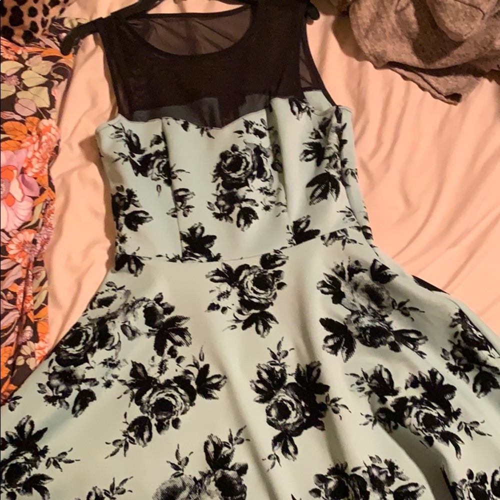 Blue velvet skater dress